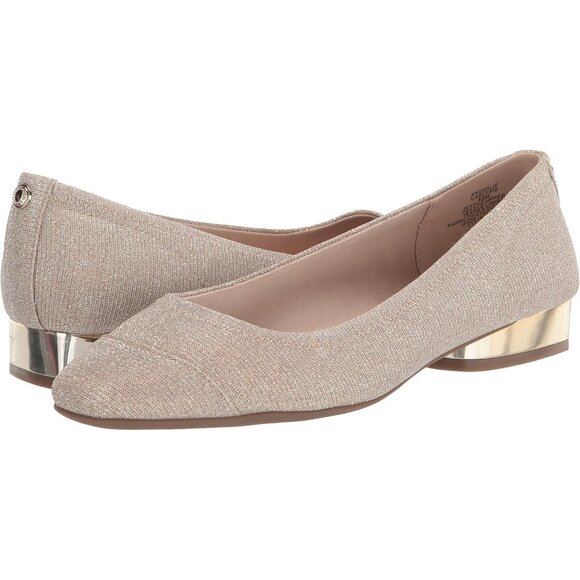 Anne Klein Womens Platinum LeatherClosed Pointed ToePull-On Carlie Ballet Flat - Picture 7 of 7